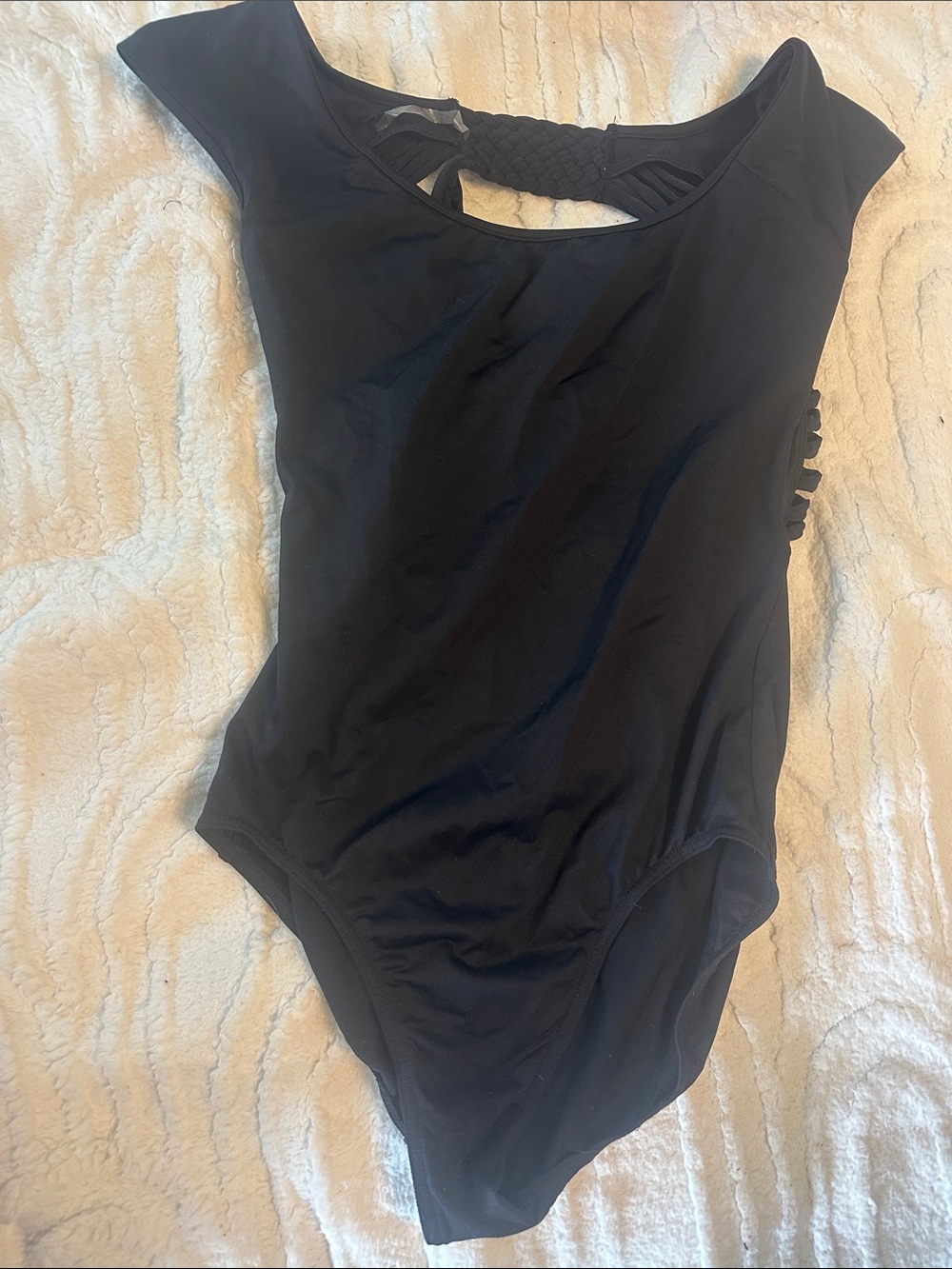 Mirella Black Cap Sleeve One-Piece Swimsuit